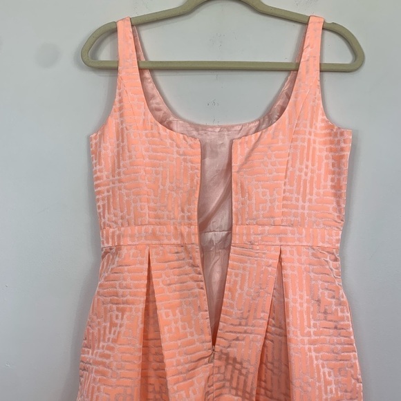 Shoshanna Pleated Sleeveless Peach Pink Mini Dress Size 4 - Picture 8 of 11